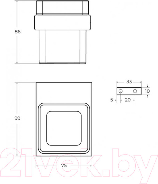 Изображение товара Стакан для зубной щетки и пасты Cezares SLIDER-TUMS-IN