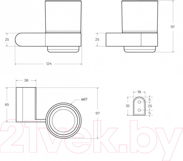 Изображение товара Стакан для зубной щетки и пасты Cezares STYLUS-TUMS-NOP
