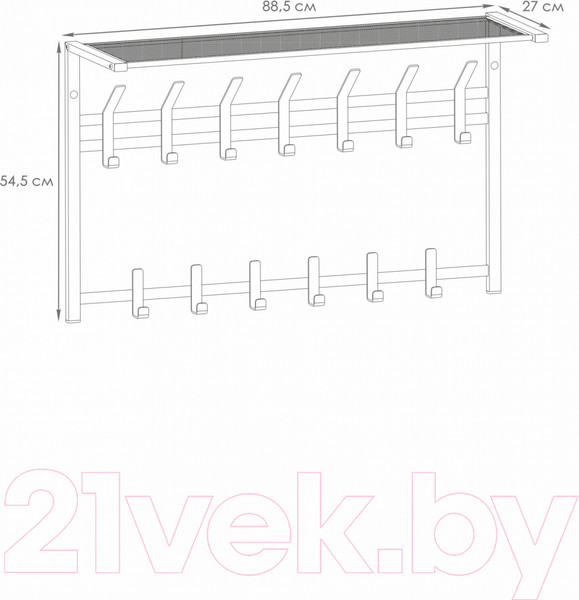 Изображение товара Вешалка для одежды ЗМИ Торонто 32 с полкой / ВСПТ32 (белый)