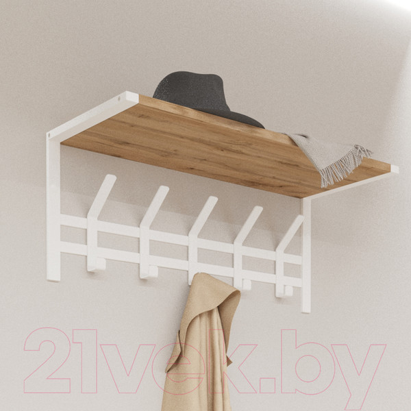 Изображение товара Вешалка для одежды ЗМИ Торонто 21Д с полкой / ВСПТ21Д (белый)