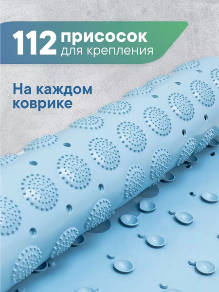 Изображение товара Коврик на присосках Вилина Лужайка 68071 (68x38, дымчато-голубой)