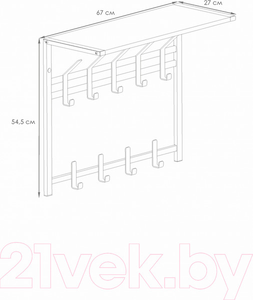 Изображение товара Вешалка для одежды ЗМИ Торонто 22Д с полкой / ВСПТ22Д (черный)