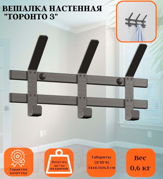 Изображение товара Вешалка для одежды ЗМИ Торонто 3 / ВНТ3 (графит)