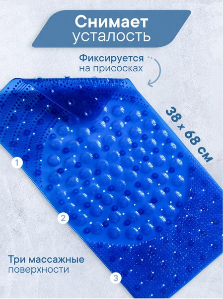 Изображение товара Коврик на присосках Вилина Лужайка 68071 (68x38, синий)