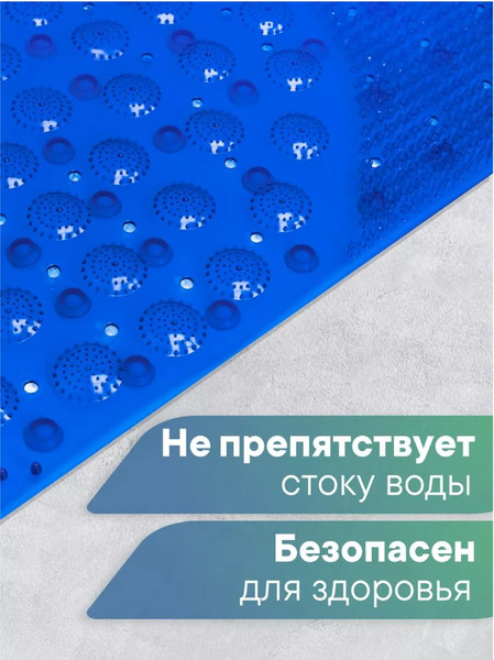 Изображение товара Коврик на присосках Вилина Лужайка 68071 (68x38, синий)