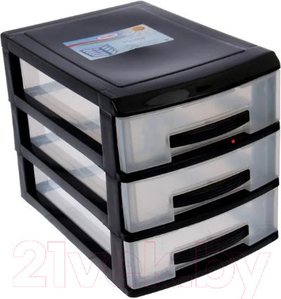 Изображение товара Органайзер для хранения Росспласт Мини 3 яруса (черный/прозрачный)