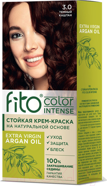 Изображение товара Крем-краска для волос Fito Косметик Fito Color Intense Стойкая 3.0 (115мл, темный каштан)