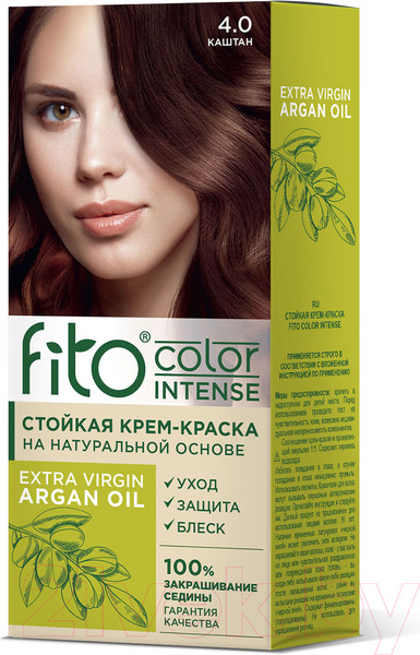 Изображение товара Крем-краска для волос Fito Косметик Fito Color Intense Стойкая тон 4.0 (115мл, каштан)