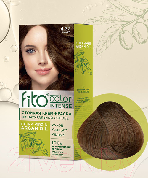 Изображение товара Крем-краска для волос Fito Косметик Fito Color Intense Стойкая 4.37 (115мл, мокко)
