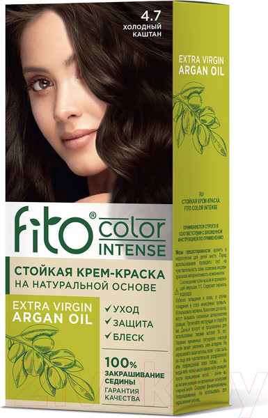 Изображение товара Крем-краска для волос Fito Косметик Fito Color Intense Стойкая 4.7 (115мл, холодный каштан)