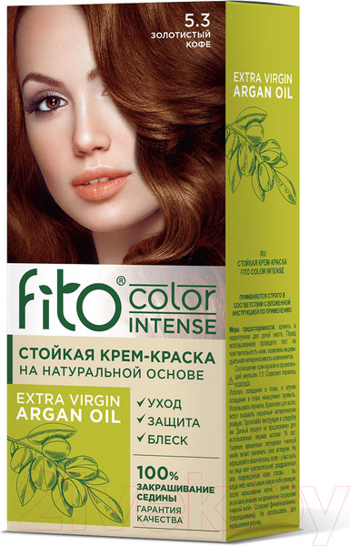 Изображение товара Крем-краска для волос Fito Косметик Fito Color Intense Стойкая 5.3 (115мл, золотистый кофе)