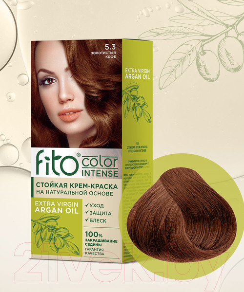 Изображение товара Крем-краска для волос Fito Косметик Fito Color Intense Стойкая 5.3 (115мл, золотистый кофе)
