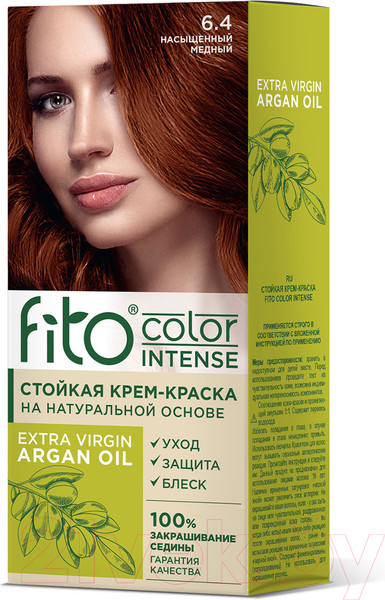 Изображение товара Крем-краска для волос Fito Косметик Fito Color Intense Стойкая 6.4 (115мл, насыщенный медный)