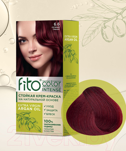 Изображение товара Крем-краска для волос Fito Косметик Fito Color Intense Стойкая 6.6 (115мл, сочный гранат)