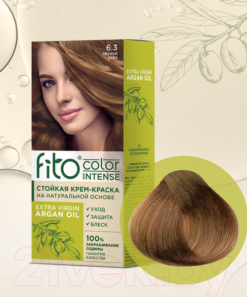 Изображение товара Крем-краска для волос Fito Косметик Fito Color Intense Стойкая 6.3 (115мл, лесной орех)