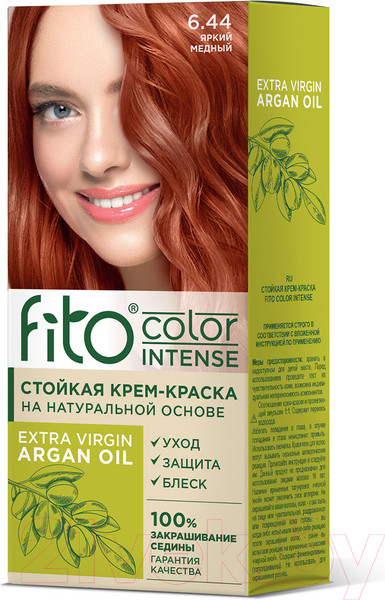 Изображение товара Крем-краска для волос Fito Косметик Fito Color Intense Стойкая 6.44 (115мл, яркий медный)