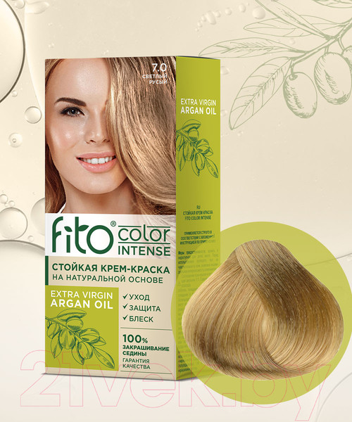 Изображение товара Крем-краска для волос Fito Косметик Fito Color Intense Стойкая 7.0 (115мл, светлый русый)