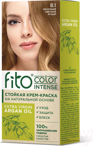 Изображение товара Крем-краска для волос Fito Косметик Fito Color Intense Стойкая 8.1 (115мл, песочный светлый рус)