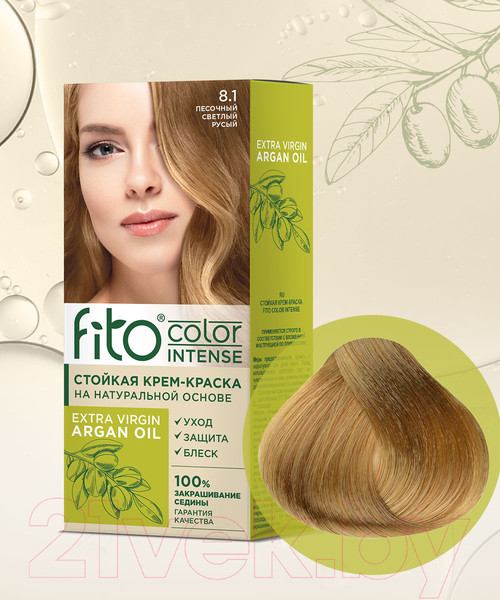 Изображение товара Крем-краска для волос Fito Косметик Fito Color Intense Стойкая 8.1 (115мл, песочный светлый рус)