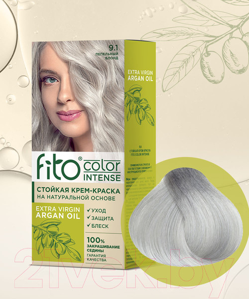 Изображение товара Крем-краска для волос Fito Косметик Fito Color Intense Стойкая 9.1 (115мл, пепельный блонд)