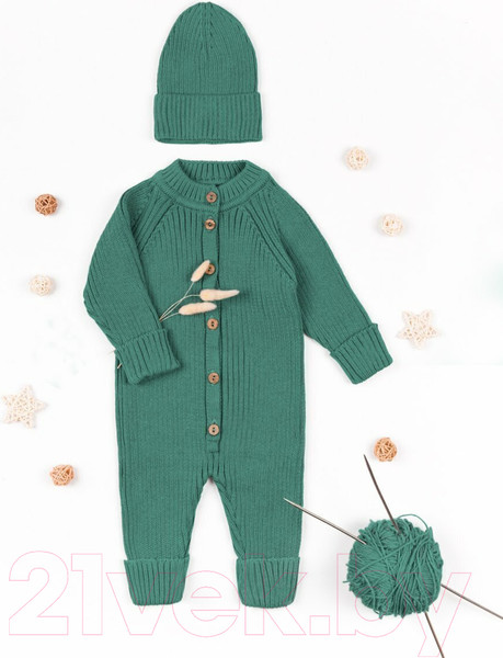 Изображение товара Комбинезон для малышей Amarobaby Pure Love Tot / AB-OD22-PLT501/13-80 (зеленый, р.80)