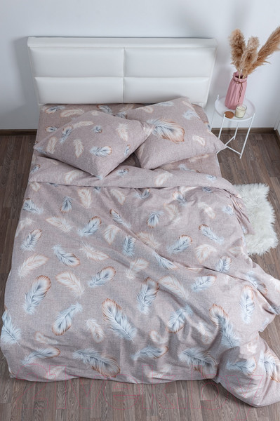 Изображение товара Комплект постельного белья Milanika Перья Евро (бязь)