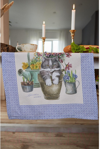 Изображение товара Дорожка на стол Этель Уютные коты / 4645803 (40x146)