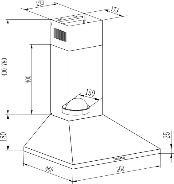 Изображение товара Вытяжка купольная Grand & Germes Rimini (50, нержавеющая сталь)