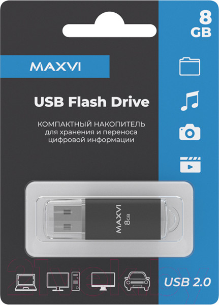 Изображение товара USB flash накопитель Maxvi MP 8GB 2.0 (черный)