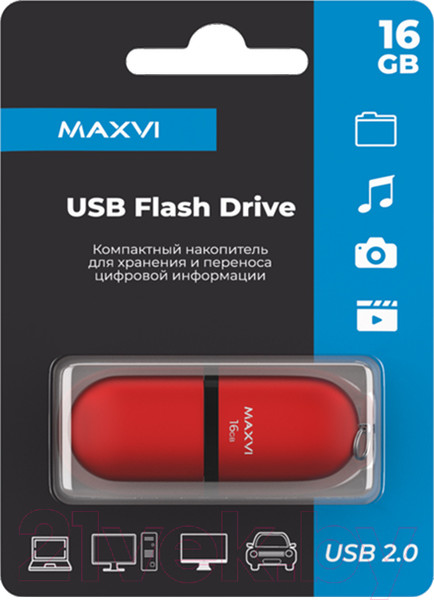 Изображение товара USB flash накопитель Maxvi SF 16GB 2.0 (красный)