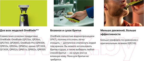 Изображение товара Набор лезвий для электробритвы Philips OneBlade QP430/50