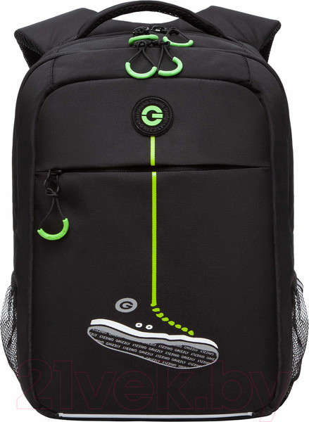 Изображение товара Школьный рюкзак Grizzly RB-456-6 (черный/салатовый)