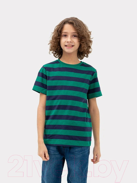 Изображение товара Футболка детская Mark Formelle 113379 (р.134-68, сине-зеленая полоска)