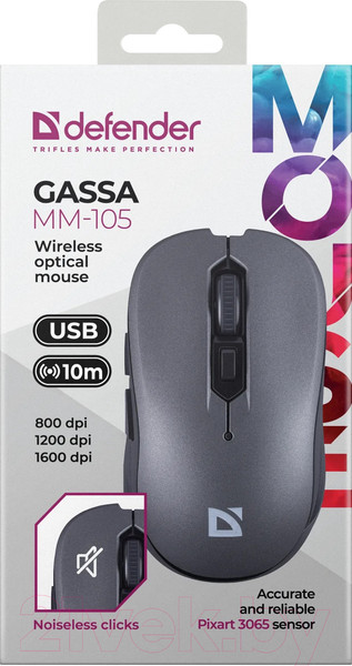 Изображение товара Мышь Defender Gassa MM-105 / 52104 (серый)
