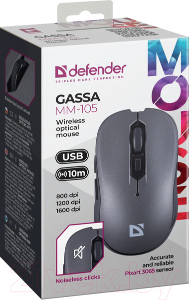 Изображение товара Мышь Defender Gassa MM-105 / 52104 (серый)
