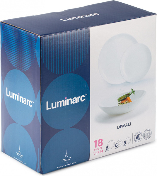 Изображение товара Набор столовой посуды Luminarc Diwali White V6724 (18пр)