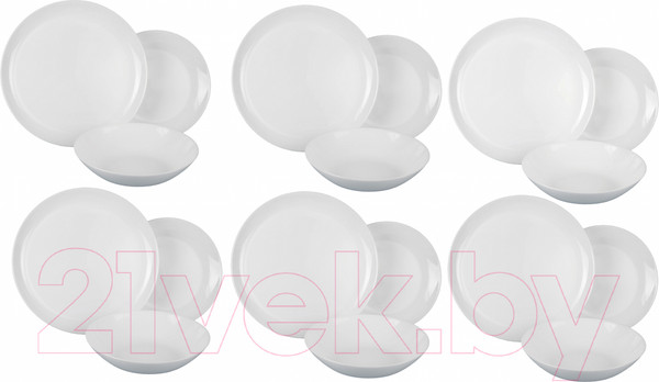 Изображение товара Набор столовой посуды Luminarc Diwali White V6724 (18пр)