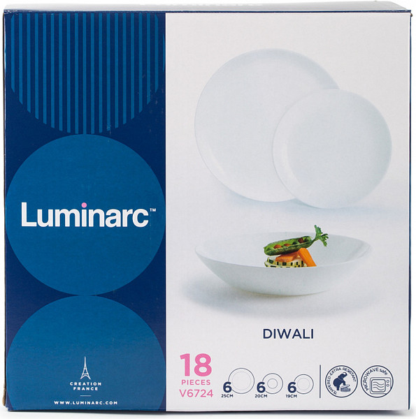 Изображение товара Набор столовой посуды Luminarc Diwali White V6724 (18пр)