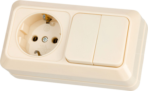 Изображение товара Блок выключатель+розетка TDM Ладога SQ1801-0202