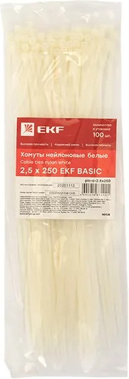 Изображение товара Стяжка для кабеля EKF Basic plc-c-2.5x250 (100шт)