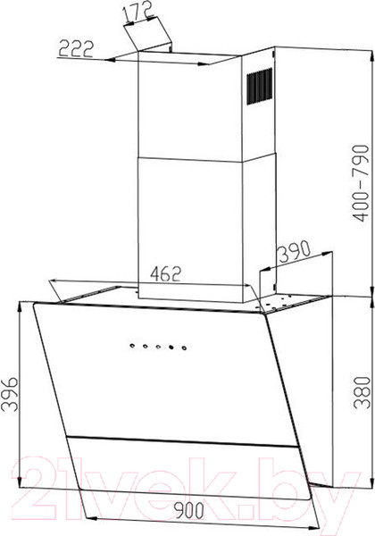Изображение товара Вытяжка наклонная Grand Lester GC 90 (белый)