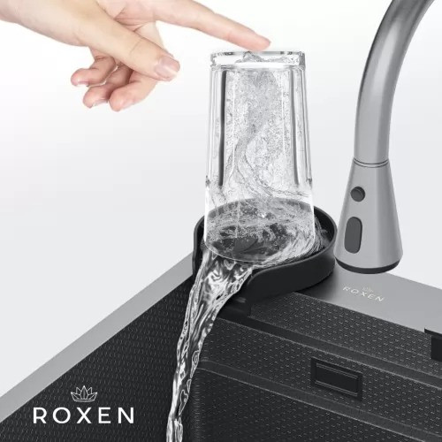 Изображение товара Мойка кухонная со смесителем Roxen Stage Plus 560250-60BS многофункциональная 8 в 1 (графит текстурный)