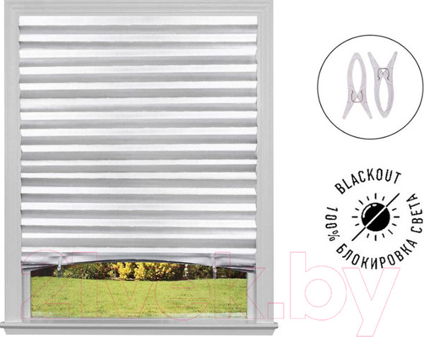 Изображение товара Штора-плиссе Рыжий кот Skandi Самоклеящаяся 90x180 блэкаут / 106825 (белый)