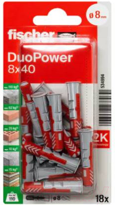 Изображение товара Дюбель универсальный FISCHER Duopower 8x40 / 534994 (18шт)