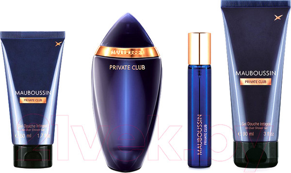 Изображение товара Парфюмерный набор Mauboussin Private Club Парфюмерная вода+Гель для душа (100мл+20мл+90мл+50мл)