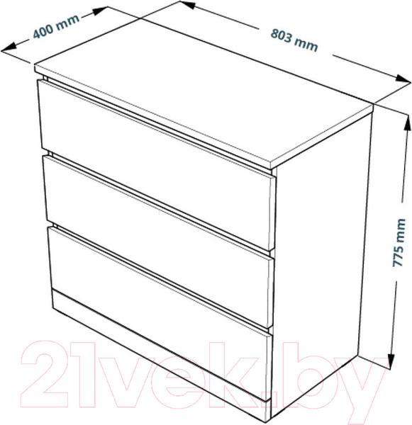 Изображение товара Комод Mio Tesoro Варма 3 (дуб беленый)
