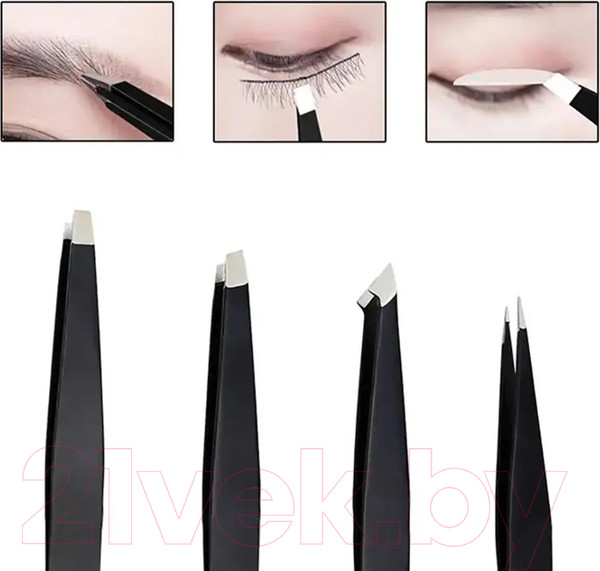 Изображение товара Набор пинцетов косметических Sipl DA97 для накладки ресниц и бровей