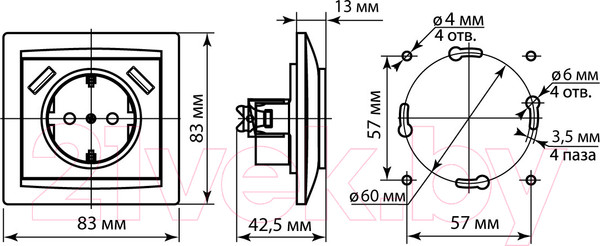 Изображение товара Розетка TDM Лама SQ1815-0742 (бронза)