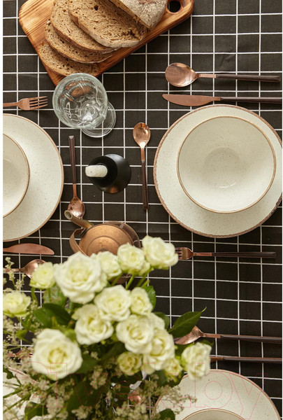 Изображение товара Скатерть Доляна Клетка 145x200 / 5985630 (черный)