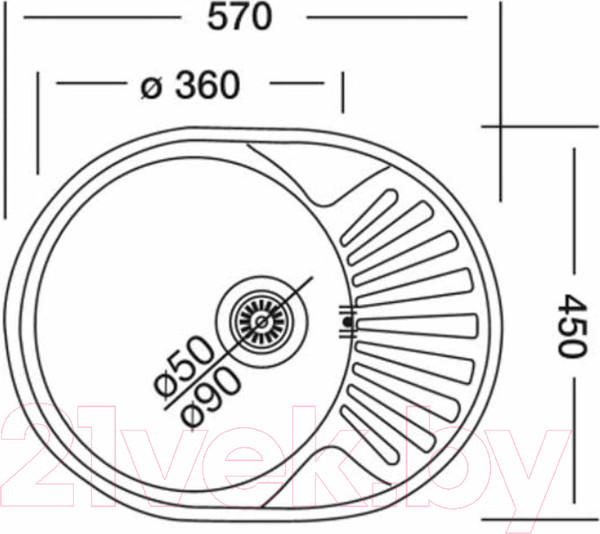 Изображение товара Мойка кухонная КромРус EC 257 RUS (чаша слева)